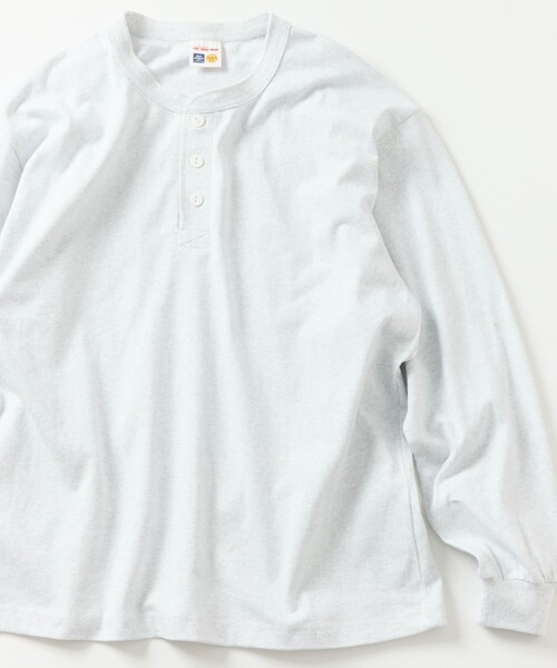 FREAK'S STORE(フリークスストア)の「HEAVY WEIGHT / ヘビーウェイト ヘンリーネック ロングスリーブTシャツ/10.5オンス(Tシャツ/カットソー・メンズ・ホワイト/チャコールグレー/ライトグレー/グリーン・SMALL/MEDIUM/LARGE)」の3枚目の写真