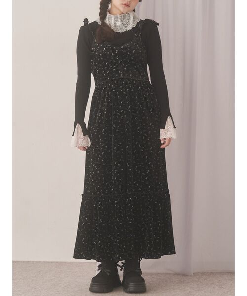 merry jenny（メリージェニー）の「アシメribbonベロアワンピース（ワンピース・レディース・その他1/アイボリー/ブラック・FREE）」の3枚目の写真