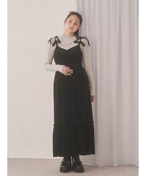 merry jenny（メリージェニー）の「アシメribbonベロアワンピース（ワンピース・レディース・その他1/アイボリー/ブラック・FREE）」の20枚目の写真