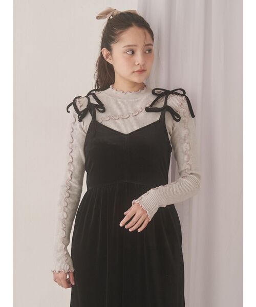 merry jenny（メリージェニー）の「アシメribbonベロアワンピース（ワンピース・レディース・その他1/アイボリー/ブラック・FREE）」の18枚目の写真