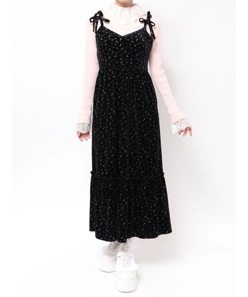 merry jenny（メリージェニー）の「アシメribbonベロアワンピース（ワンピース・レディース・その他1/アイボリー/ブラック・FREE）」の4枚目の写真