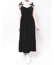 アシメribbonベロアワンピース