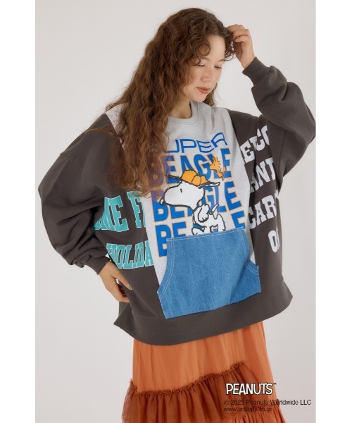 RODEO CROWNS WIDE BOWL（ロデオクラウンズワイドボウル）の「(PEANUTS) カスタムスウェットトップス（スウェット・レディース・ブラック系その他/ブラウン系その他/ブルー系その他3/グリーン系その他・FREE）」の5枚目の写真