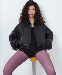leinwande（ラインヴァンド）の「Leather Big Collar Blouson（ライダースジャケット）」