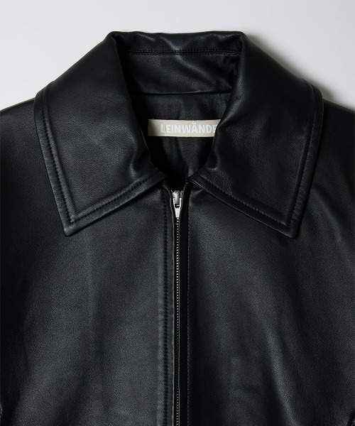 leinwande(ラインヴァンド)の「Leather Big Collar Blouson / レザービッグカラーブルゾン(ライダースジャケット・レディース・ブラック・ONE SIZE)」の4枚目の写真