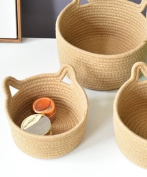 CALIFORNIA OUTFITTERS（カリフォルニア アウトフィッターズ）の「9C22 猫型 ネコ耳 ツールバスケット ナチュラル ロープ 収納かご Ｓ（収納グッズ・キッズ）」