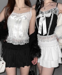 ※※【 ３color 】フロントサテンリボンレースキャミビスチェ ／ front satin ribbon lace cami bustier
