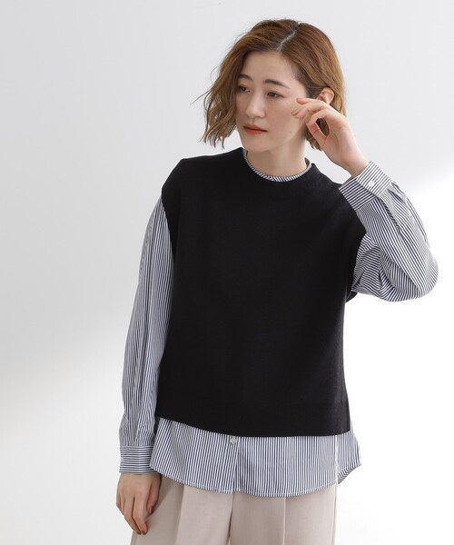 grove（グローブ）の「ニットベスト×シャツセット（その他トップス・レディース・オリーブ/ブラック/グレー・03/02/01/05/04）」の6枚目の写真