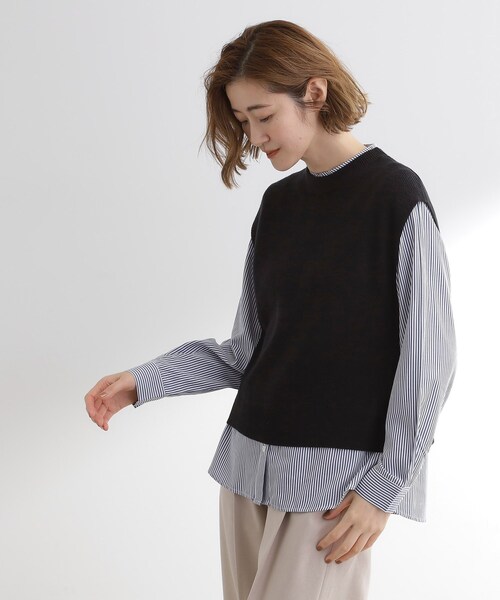 grove（グローブ）の「ニットベスト×シャツセット（その他トップス・レディース・オリーブ/ブラック/グレー・03/02/01/05/04）」の7枚目の写真