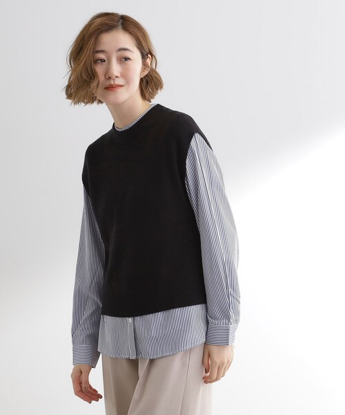 grove（グローブ）の「ニットベスト×シャツセット（その他トップス・レディース・オリーブ/ブラック/グレー・03/02/01/05/04）」の4枚目の写真