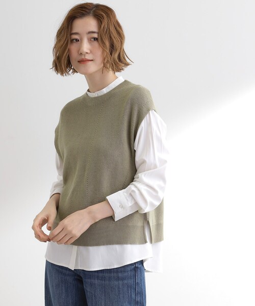 grove（グローブ）の「ニットベスト×シャツセット（その他トップス・レディース・オリーブ/ブラック/グレー・03/02/01/05/04）」の13枚目の写真
