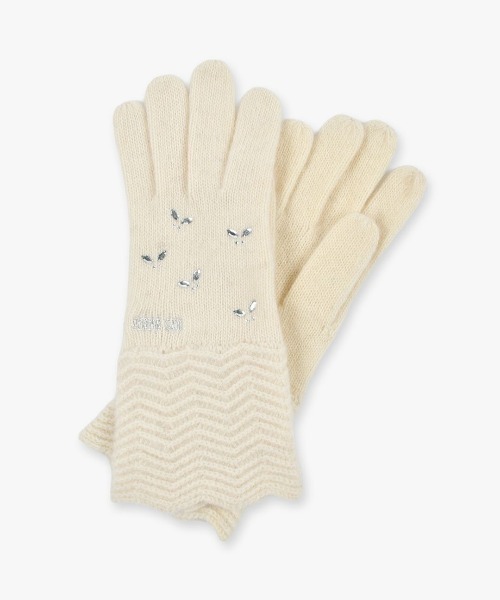 ANNA SUI（アナスイ）の「バタフライラインストーン ニット手袋（手袋・レディース・ブラック/グレー/ピンク/ホワイト・FREE）」の2枚目の写真