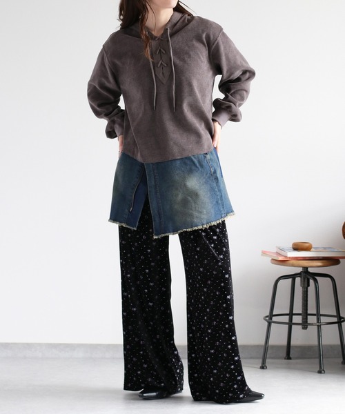 cepo（セポ）の「〈ドラマ着用商品〉カットコールレースアップフーディー（パーカー・レディース・チャコール/ブルー/オフホワイト・M）」の14枚目の写真