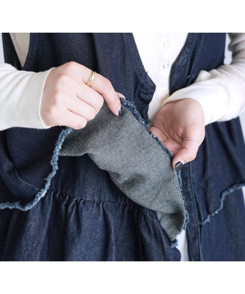 reca（レカ）の「フリルティアードデニムベスト（ベスト・レディース・ネイビー・M）」の22枚目の写真