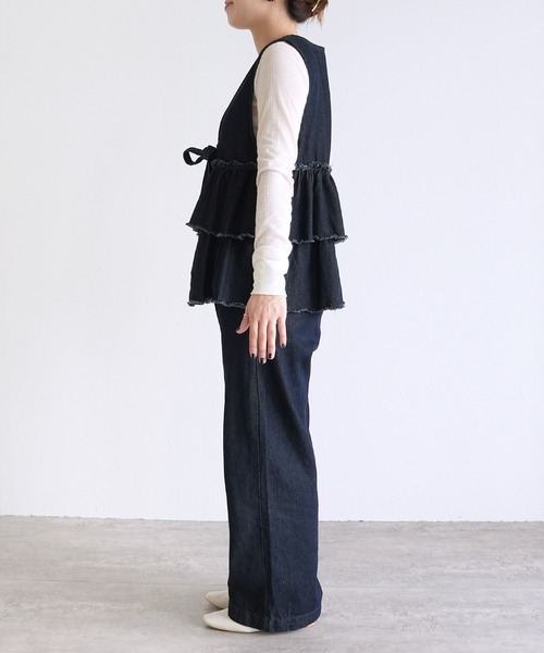 reca（レカ）の「フリルティアードデニムベスト（ベスト・レディース・ネイビー・M）」の12枚目の写真