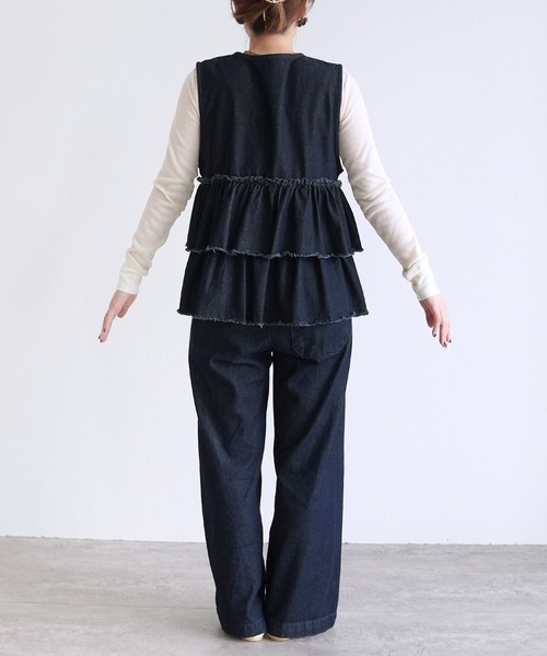 reca（レカ）の「フリルティアードデニムベスト（ベスト・レディース・ネイビー・M）」の13枚目の写真