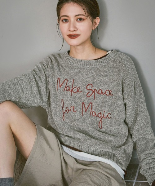 セール】モール刺繍ロゴニットプルオーバー / 600358（ニット/セーター