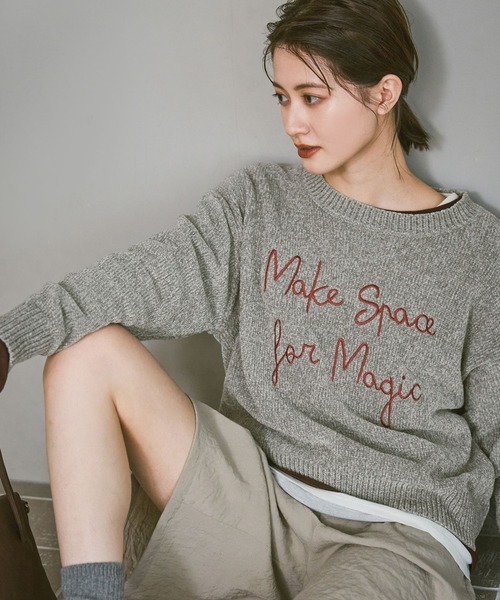 モール刺繍ロゴニットプルオーバー / 600358（ニット/セーター