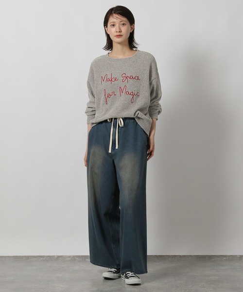 LAKOLE（ラコレ）の「モール刺繍ロゴニットプルオーバー / 600358（ニット/セーター・レディース・チャコールグレー/グレー/ブラウン/オレンジ/アイボリー・FREE）」の8枚目の写真