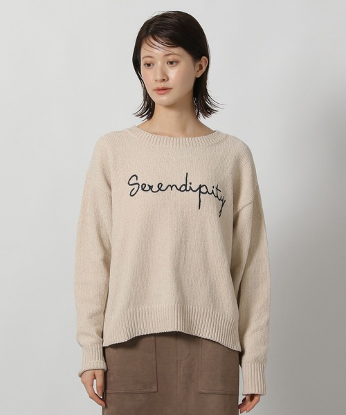 モール刺繍ロゴニットプルオーバー / 600358（ニット/セーター