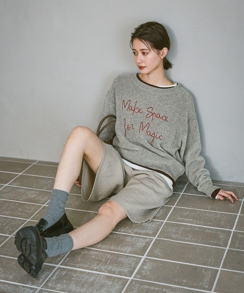 セール】モール刺繍ロゴニットプルオーバー / 600358（ニット/セーター