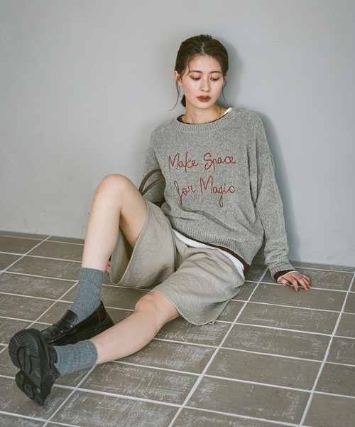 モール刺繍ロゴニットプルオーバー / 600358（ニット/セーター