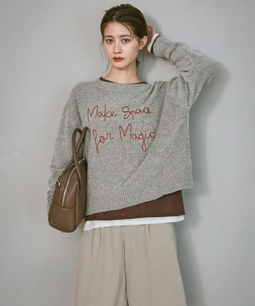 モール刺繍ロゴニットプルオーバー / 600358（ニット/セーター