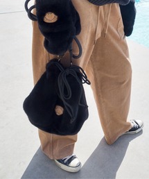 BILLABONG レディース FUR SHOULDER BAG ショルダーバッグ 【2025年秋冬モデル】 @autumn /ビラボンロゴワンポイントファー巾着ショルダーバッグ