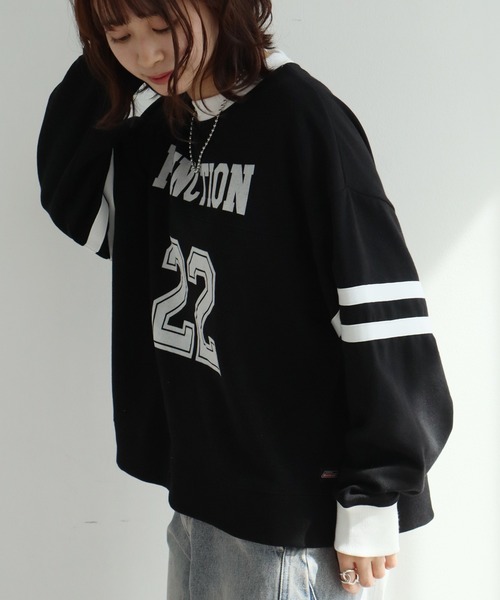 Dickies(ディッキーズ)の「【GENUINE DICKIES/ジェニュインディッキーズ】裏毛 ナンバリング クルーネック スウェット トレーナー(スウェット・レディース・オートミール/オレンジ/ブラック・M/L)」の15枚目の写真