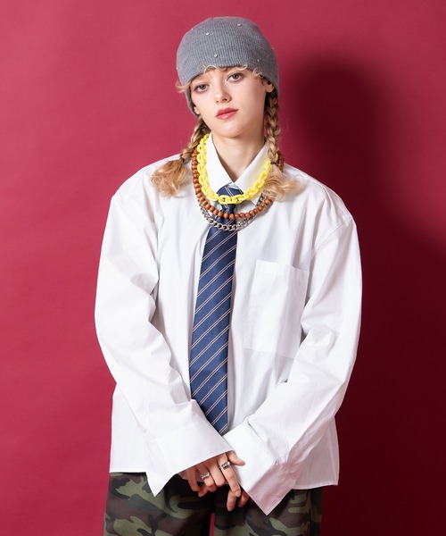 a.p.o.v.(エーピーオービー)の「a.p.o.v. オーバーサイズ短丈コットンブロードシャツ(シャツ/ブラウス・メンズ・ブラック/ホワイト・ONESIZE)」の2枚目の写真