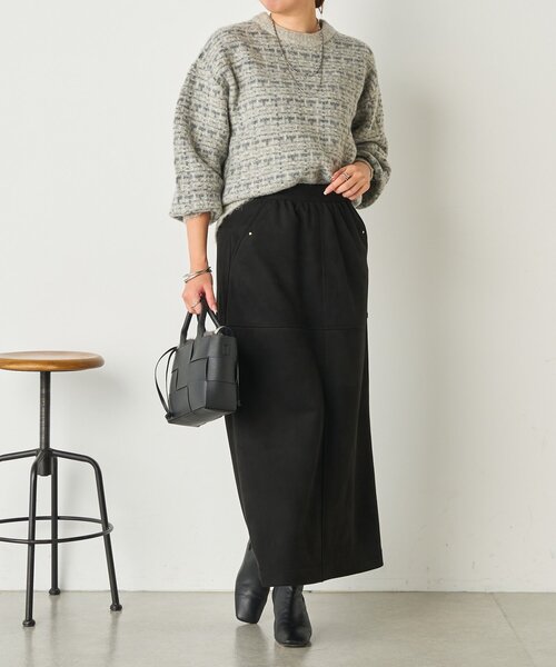 Jena espace merveilleux（ジェナ　エスパスメルヴェイユ）の「格子ジャガードクルーニット（ニット/セーター・レディース・ベージュ/ピンク/グレー・FREE）」の4枚目の写真