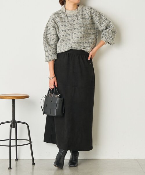 Jena espace merveilleux（ジェナ　エスパスメルヴェイユ）の「格子ジャガードクルーニット（ニット/セーター・レディース・ベージュ/ピンク/グレー・FREE）」の5枚目の写真