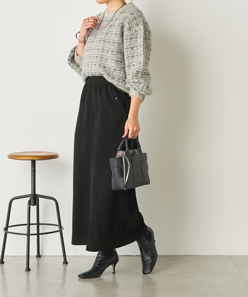 Jena espace merveilleux（ジェナ　エスパスメルヴェイユ）の「格子ジャガードクルーニット（ニット/セーター・レディース・ベージュ/ピンク/グレー・FREE）」の6枚目の写真