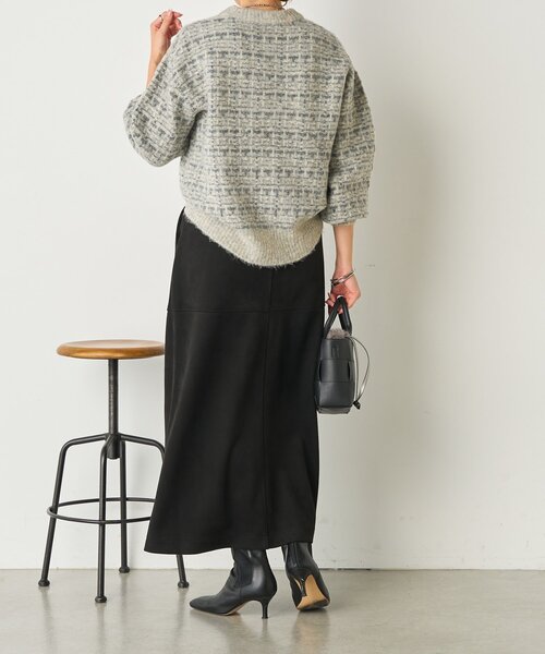 Jena espace merveilleux（ジェナ　エスパスメルヴェイユ）の「格子ジャガードクルーニット（ニット/セーター・レディース・ベージュ/ピンク/グレー・FREE）」の7枚目の写真