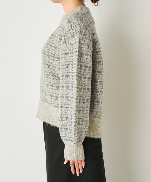 Jena espace merveilleux（ジェナ　エスパスメルヴェイユ）の「格子ジャガードクルーニット（ニット/セーター・レディース・ベージュ/ピンク/グレー・FREE）」の13枚目の写真