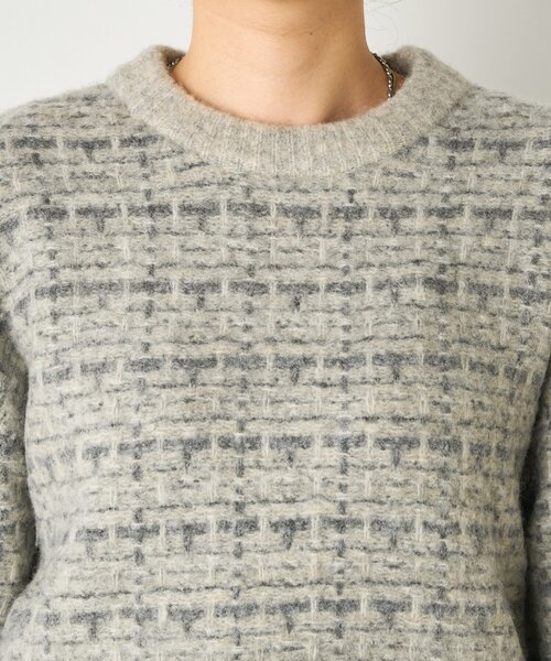 Jena espace merveilleux（ジェナ　エスパスメルヴェイユ）の「格子ジャガードクルーニット（ニット/セーター・レディース・ベージュ/ピンク/グレー・FREE）」の15枚目の写真