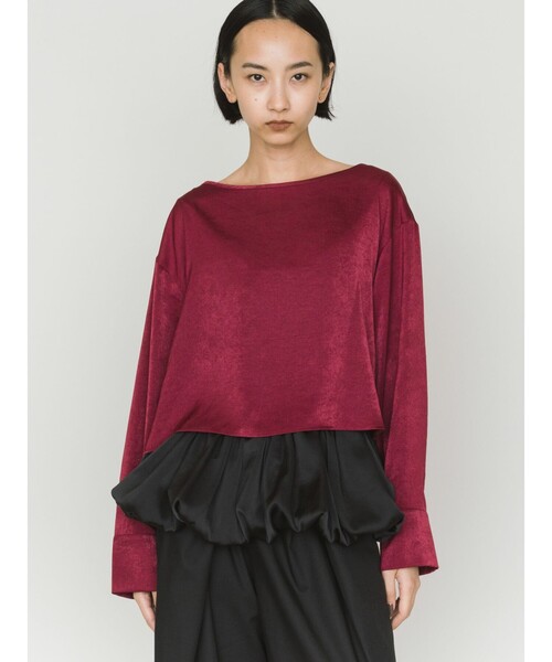 MIDIUMISOLID(ミディウミソリッド)の「MIDIUMISOLID for Ladies サテンプルオーバー(Tシャツ/カットソー・レディース・ベージュ/レッド/ブラック・FREE)」の3枚目の写真