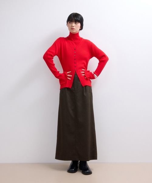 ADAM ET ROPE'（アダムエロペ）の「【WEB限定】サイドラインツイードスカート（スカート・レディース・チャコールグレー/ブラック系その他/ダークブラウン・38/36）」の4枚目の写真