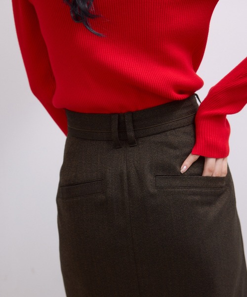 ADAM ET ROPE'（アダムエロペ）の「【WEB限定】サイドラインツイードスカート（スカート・レディース・チャコールグレー/ブラック系その他/ダークブラウン・38/36）」の11枚目の写真