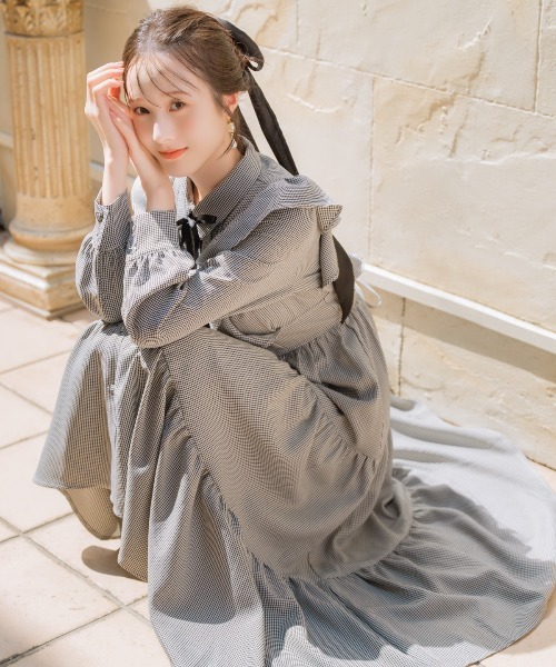 WILLSELECTION（ウィルセレクション）の「リボンタイティアードシャツワンピース（ワンピース・レディース・ブラウン系その他/チャコールグレー/ブラック系その他・FREE）」の2枚目の写真