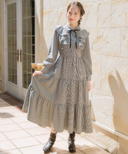 WILLSELECTION（ウィルセレクション）の「リボンタイティアードシャツワンピース（ワンピース・レディース・ブラウン系その他/チャコールグレー/ブラック系その他・FREE）」の5枚目の写真