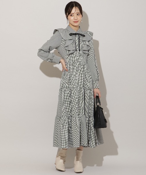 WILLSELECTION（ウィルセレクション）の「リボンタイティアードシャツワンピース（ワンピース・レディース・ブラウン系その他/チャコールグレー/ブラック系その他・FREE）」の7枚目の写真