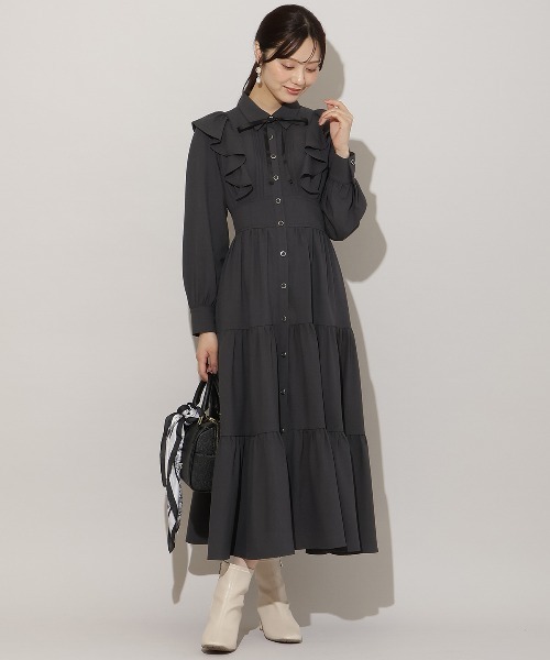 WILLSELECTION（ウィルセレクション）の「リボンタイティアードシャツワンピース（ワンピース・レディース・ブラウン系その他/チャコールグレー/ブラック系その他・FREE）」の14枚目の写真