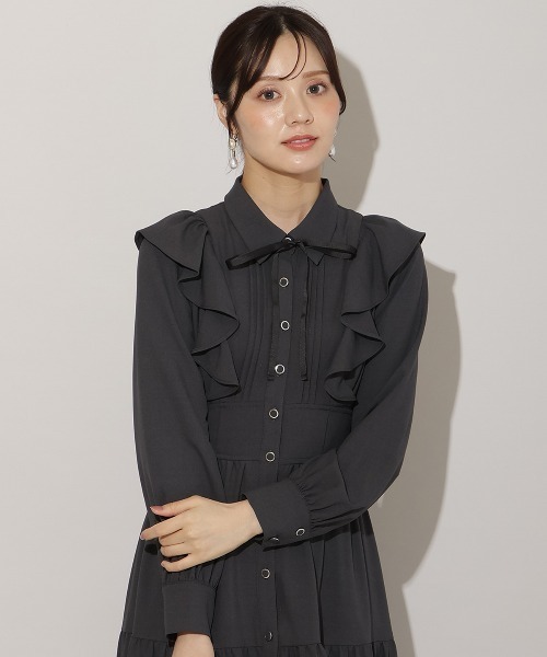 WILLSELECTION（ウィルセレクション）の「リボンタイティアードシャツワンピース（ワンピース・レディース・ブラウン系その他/チャコールグレー/ブラック系その他・FREE）」の17枚目の写真