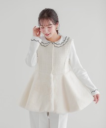【ZOZO限定カラー】刺繍ダブルカラーレイヤードロングスリーブトップス