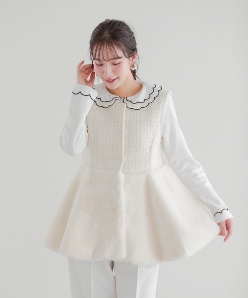 ZOZO限定カラー】刺繍ダブルカラーレイヤードロングスリーブトップス