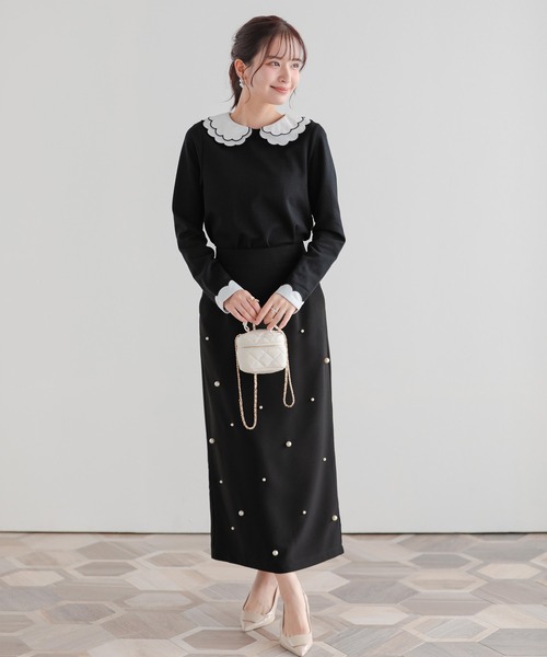 刺繍ダブルカラーレイヤードロングスリーブトップス（その他トップス