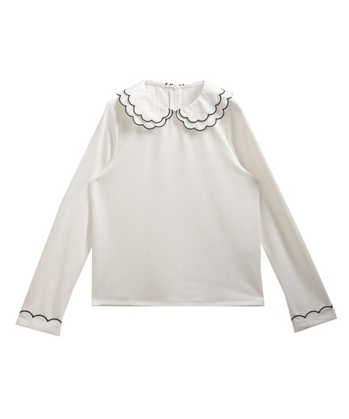刺繍ダブルカラーレイヤードロングスリーブトップス（その他トップス