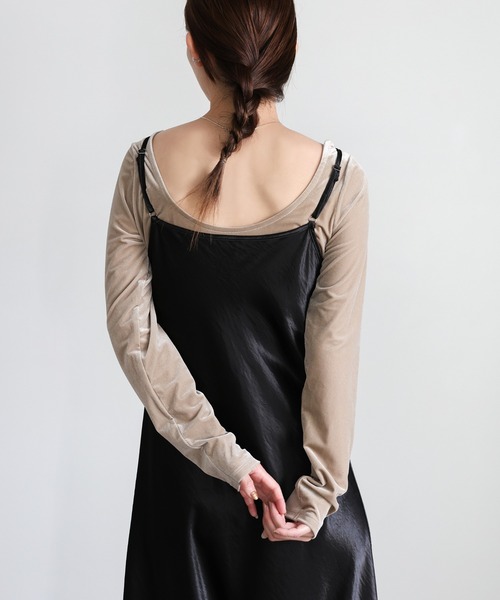 select MOCA（セレクトモカ）の「サテンフレアキャミワンピース（ワンピース・レディース・ブラック/ブラウン・FREE）」の10枚目の写真