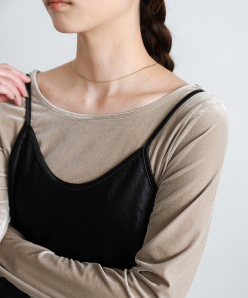 select MOCA（セレクトモカ）の「サテンフレアキャミワンピース（ワンピース・レディース・ブラック/ブラウン・FREE）」の9枚目の写真